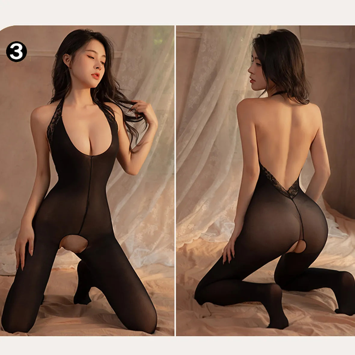 Black Teddy Bear- elastic erotic bodysuit lingerie